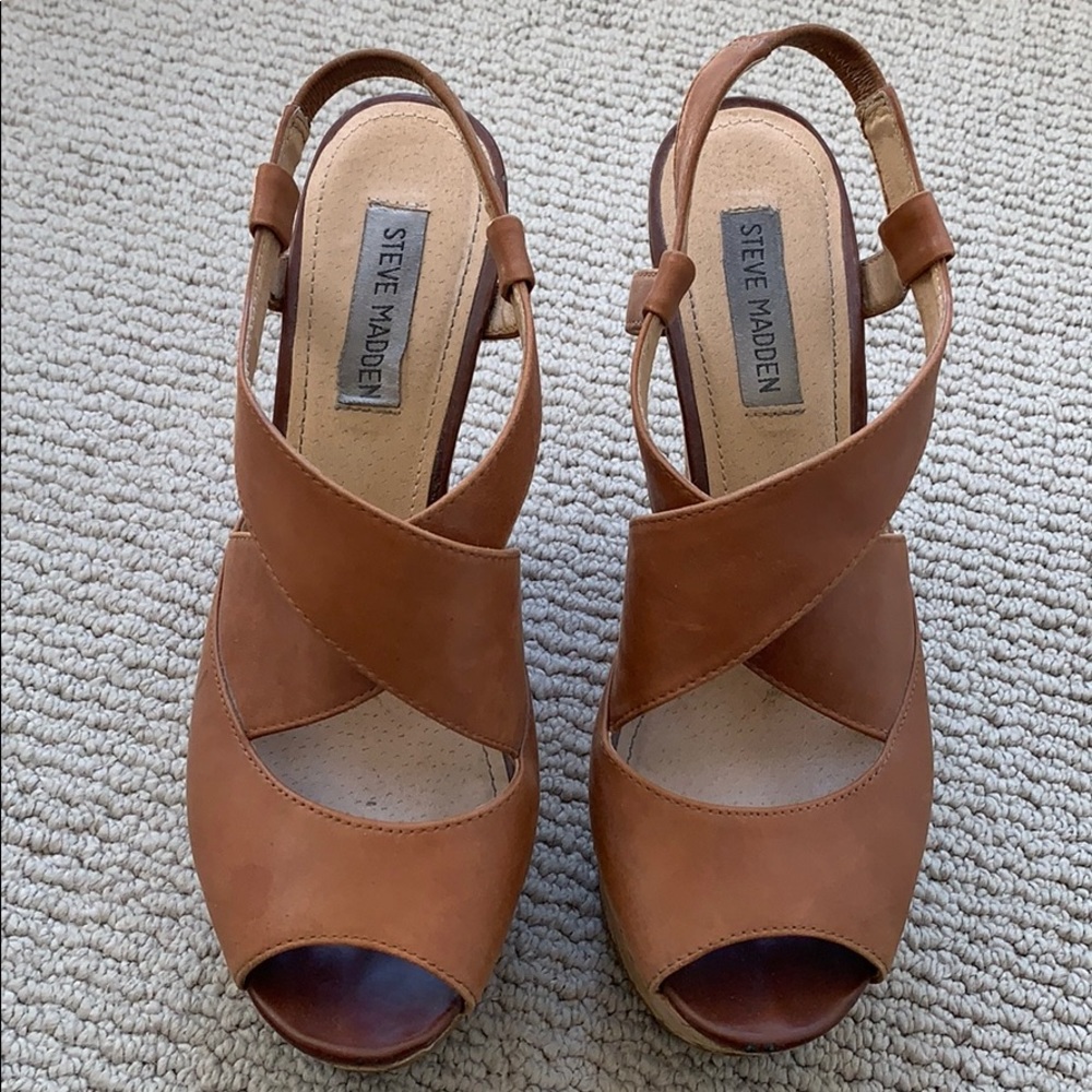 Steve Madden cork leather wedges